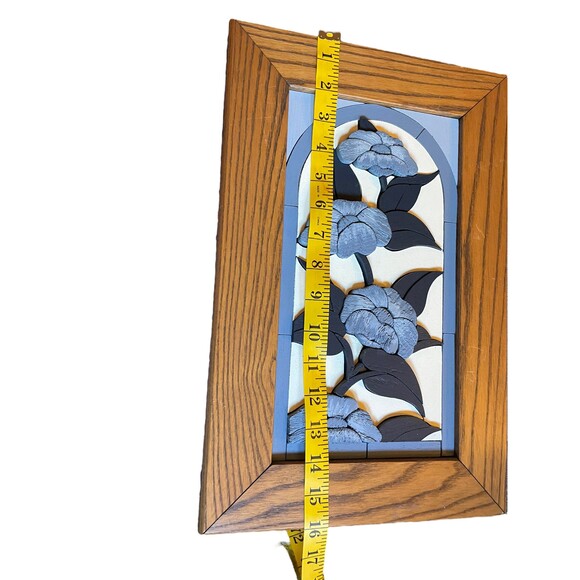 Wood mosaic floral picture handcrafted and vintage 1993 - Picture 3 of 6